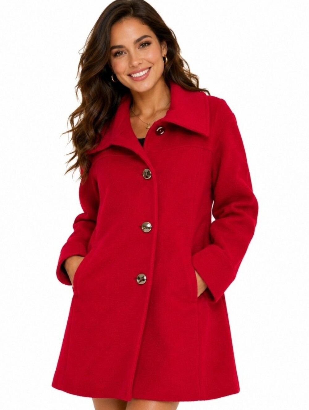 Women's Alfani Red Single-Breasted Wool-Blend Coat ( Size:14)